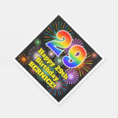 29e verjaardag: Vuurwerk Fun Pattern + Regenboog 2 Servet (Hoek)
