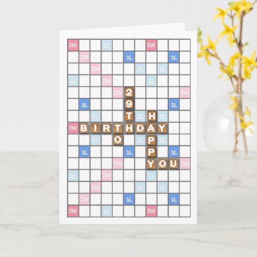 29e verjaardag, Word Game Board Kaart (Gele Bloem)