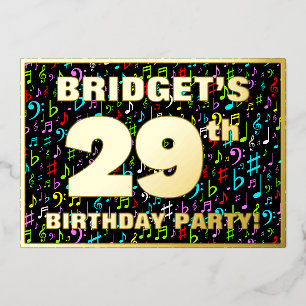 29e verjaardagsfeest — Leuke, kleurrijke muziek sy Folie Uitnodiging