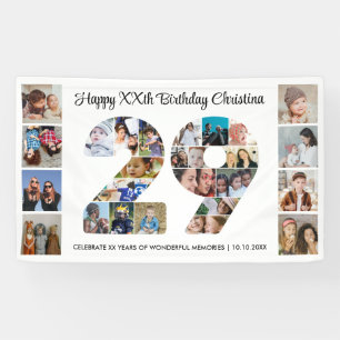 29e verjaardagsfeest Nummer 29 fotocollage Spandoek