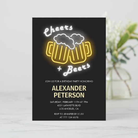 29e verjaardagsuitnodiging Cheers and Beers Mannen Kaart (Staand voorkant)