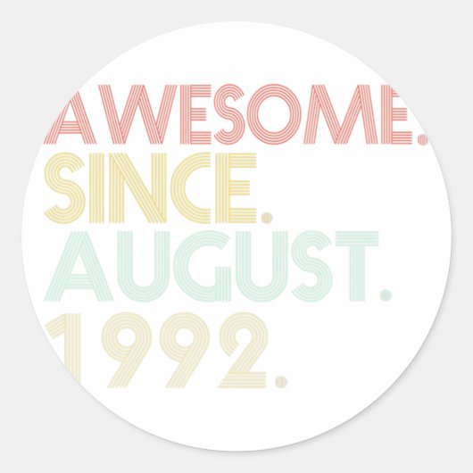 29th Birthday - 29 Years Old Awesome Since August  Ronde Sticker (Voorkant)