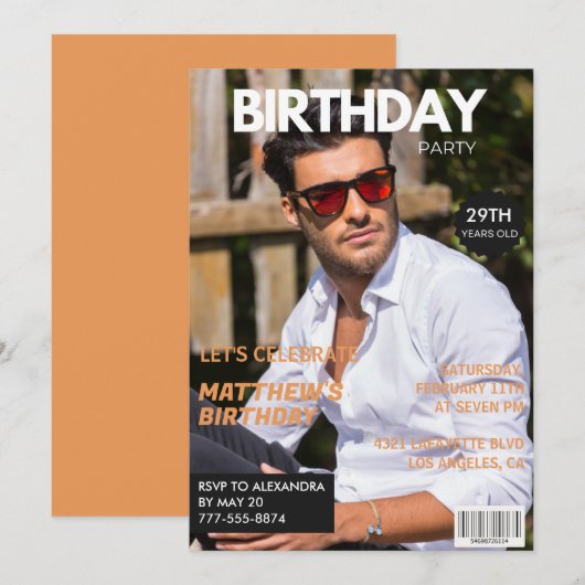 29th birthday invitations for him Magazine Cover (Devant / Derrière)