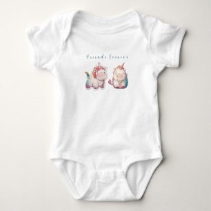 2 сTekenfilm eenhoorns, gepersonaliseerd Romper