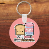 2 1/4 inch Oh, jam! Ik ben geroosterd. (Roze) Sleu Sleutelhanger (Voorkant)