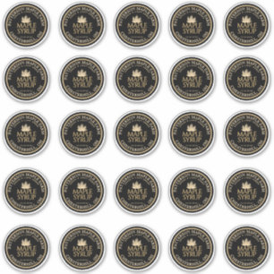 2.25" esdoornsiroop gouden blad op zwart waterdich sticker