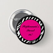 2,25-inch Button Monogram Hot Pink Zebra Dierlijk (Voorkant /achterkant)