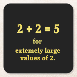 2 + 2 = 5 Grappige Wiskunde Grap Vierkante Kartonnen Onderzetter