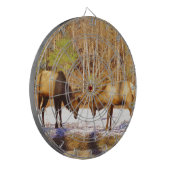 2~ 2 Bull Elk in de sneeuw Dartbord (Voorkant Links)