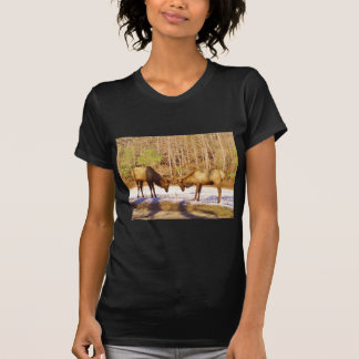 2~ 2 Bull Elk in de sneeuw T-shirt