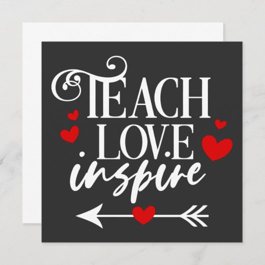 2/2 Teach Love Inspire Shirt kleuterleraren Kaart (Voorkant / Achterkant)