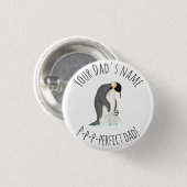 2,50 Cm Pingouin et poussette "papa parfait" badge rond (Devant & derrière)