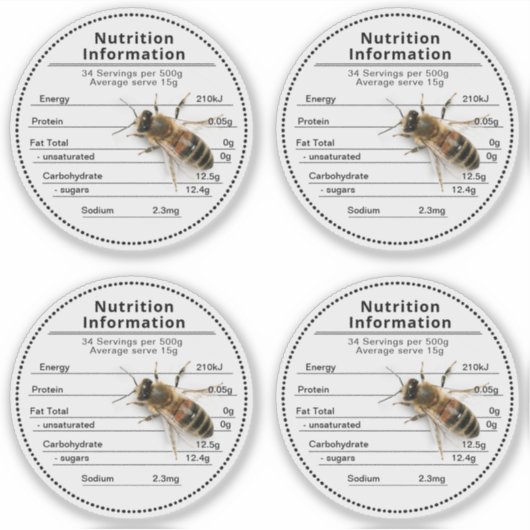 2,5" Heldere Australische Honing Voeding met Bij Sticker (Voorkant)