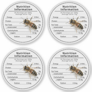 2,5-inch Clear Australian Honey Nutrition with Bee Sticker