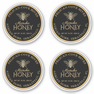 2,5-inch Manuka Honey Black Gold  bee Label