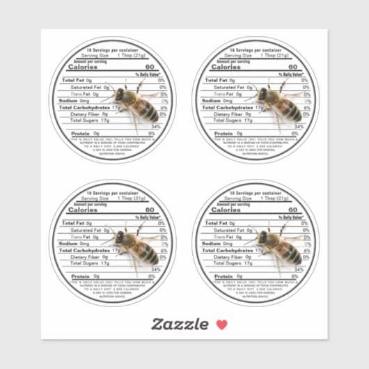2,5-inch witte moeras jar Honey Nutrition Label Be (Vel)