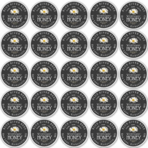 2,5" Witte Daisy Mason Jar Zwart Waterdicht Label