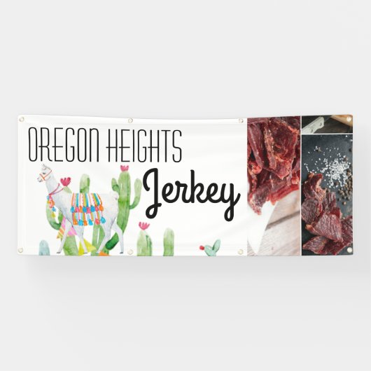 2.5'x6' Business Aankondiging Boho Llama Bohemian Spandoek (Horizontaal)