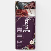 2.5'x6' Business Aankondiging Plum Paarse Rozen Go Spandoek (Verticaal)