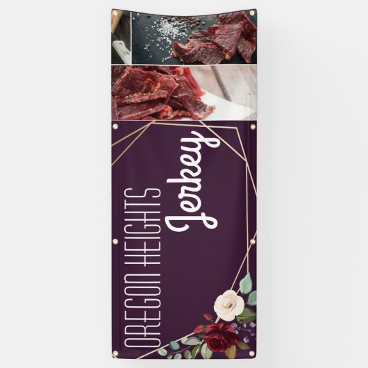 2.5'x6' Business Aankondiging Plum Paarse Rozen Go Spandoek (Verticaal)