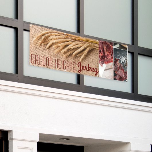 2.5'x6' Zakelijke Aankondiging Tarwe op Burlap Sac Spandoek (Buitenkant Gebouw)