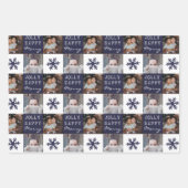 2 Aangepaste foto's Snowflake Merry Jolly Kerstmis Inpakpapier Vel (Voorkant)