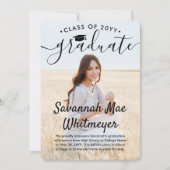 2 Afstuderen Foto Modern Overlay Black Script Aankondiging (Voorkant)