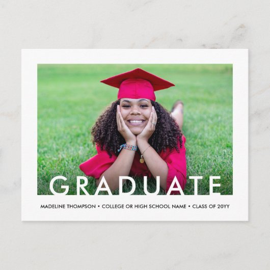 2 Afstuderen foto's Modern Minimal Graduation Part Uitnodiging Briefkaart (Voorkant)