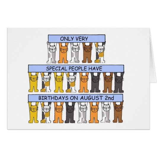 2 août Cartoon Cats d'anniversaire (Devant horizontal)