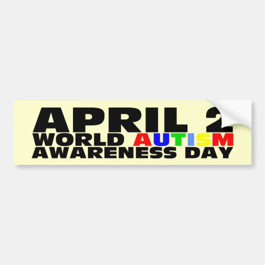 2 april, Wereld Autisme Bewustzijn Dag Bumpersticker (Voorkant)