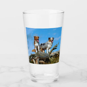2 australische herders glas