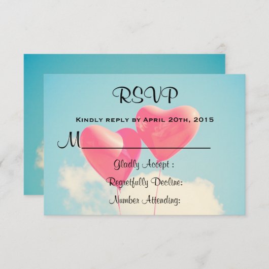 2 Ballons en forme de coeur rouge vif RSVP (Devant / Derrière)