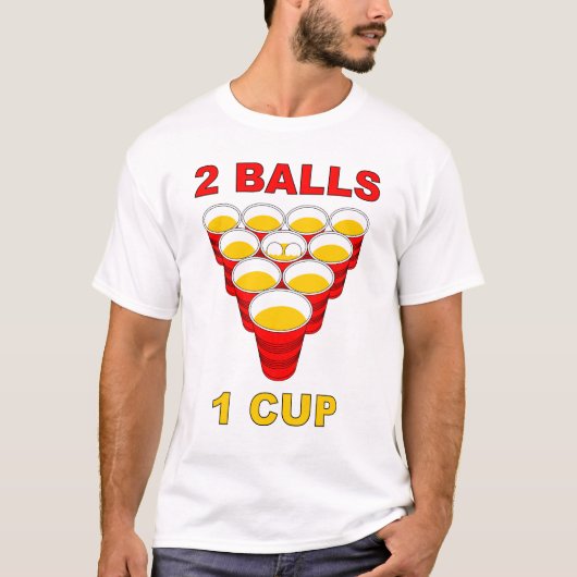 2 Balls 1 Cup Beer Pong Shirt (Voorkant)