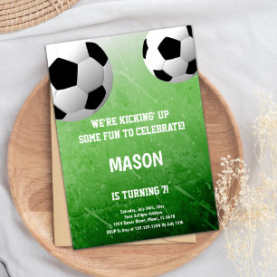 2 Balls Soccer Birthday Invitations Kaart