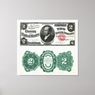 $2 Bankbiljet Silver Certificate Series 1891 Canvas Afdruk