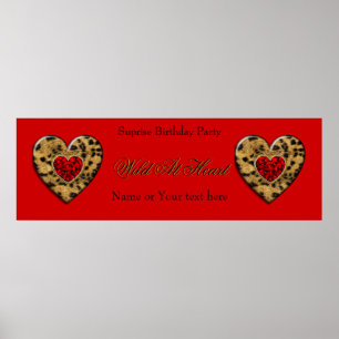 2 Banner Leopard Birthday Wild in Heart Black Poster