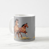 2 Beaux Chevaux Courir Mug Café (Devant gauche)