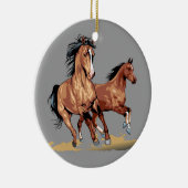 2 Beaux Chevaux Courir Ornement Arbre de Noël (Droite)