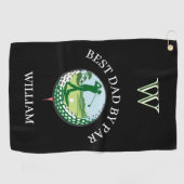 2 BESTE PAPA VAN PAR NAME AANGEPASTE MONOGRAM GOLFHANDDOEK (Horizontaal)