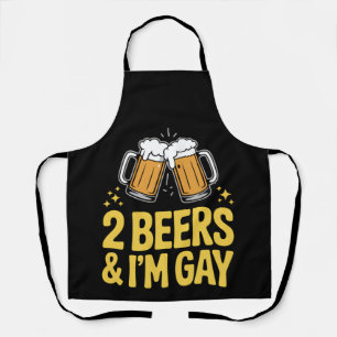 2 Biertjes & Ik Ben Gay Lustig LGBTQ Pride Bondgen Schort