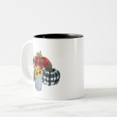 #2 | Bison rouge et noir et blanc Plaid Fall Mug (Devant gauche)
