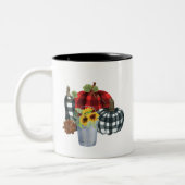#2 | Bison rouge et noir et blanc Plaid Fall Mug (Gauche)