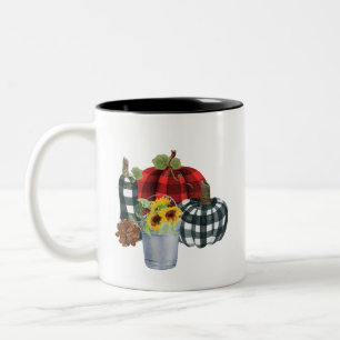 #2   Bison rouge et noir et blanc Plaid Fall Mug