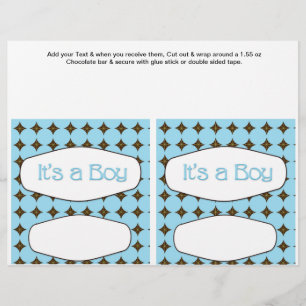 2 Blauwe Baby Shower Favor Aangepaste Candy Bar Ve Flyer