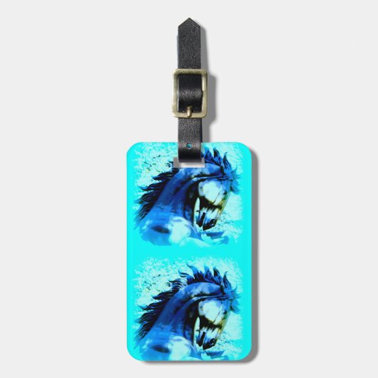2 blauwe broncos bagagelabel (Voorkant verticaal)