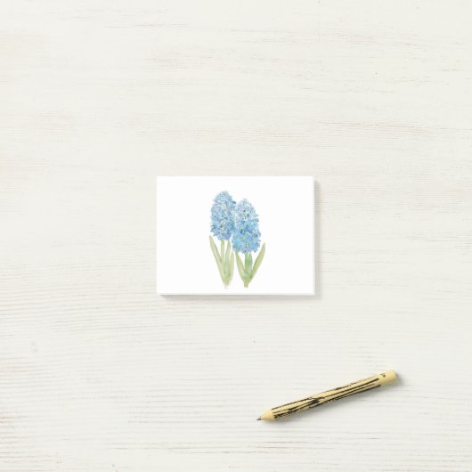 2 blauwe hyacinthinkt en waterverf post-it® notes (Op bureau)