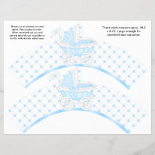 2 Blauwe Koets Baby Persoonlijke Cupcake Verpakkin Flyer