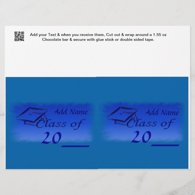 2 Blue Afstuderen Favor Custom Snoep Bar Wrapper (Voorkant)