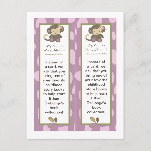 2 Boek Marks Jacana Meisje Oerwoud Zoo Dier Uitnodiging Briefkaart (Voorkant)