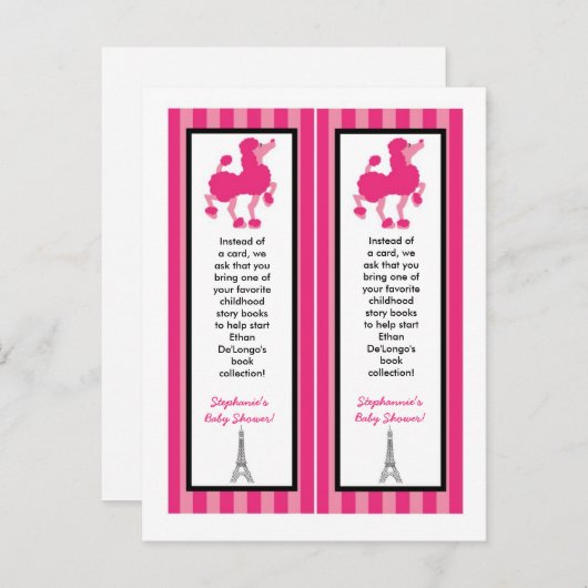 2 Boek Marks Pink Poodle Paris Eiffeltoren Uitnodiging Briefkaart (Voorkant / Achterkant)